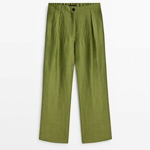 Massimo Dutti Green Linen Trousers